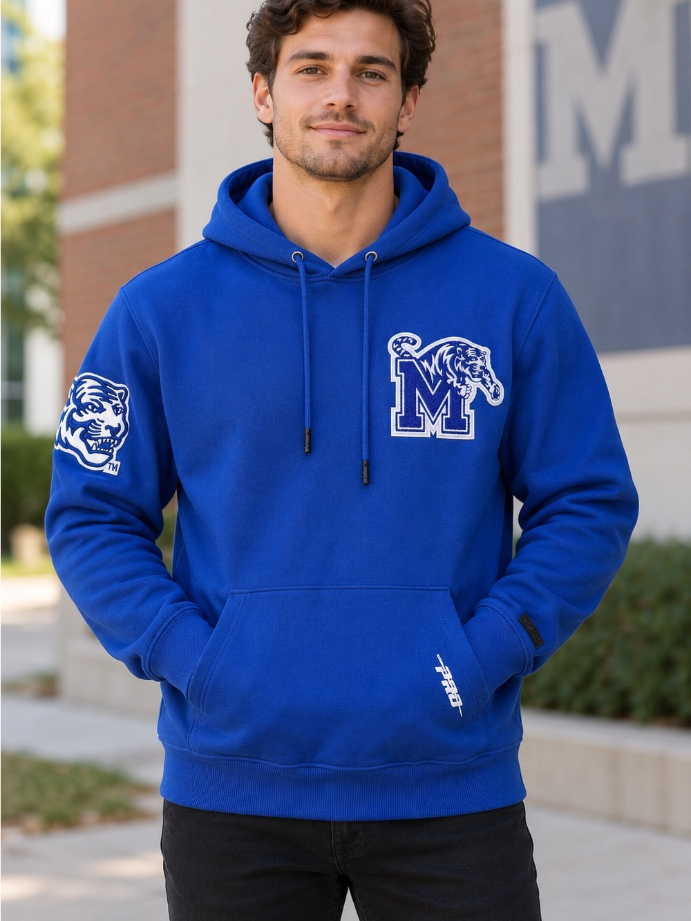 NWT Pro Standard Memphis Tigers Blue Embroidered Hoodie Men’s L